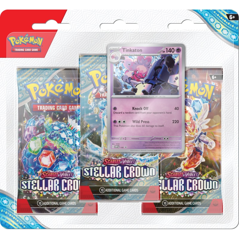 Pokemon - Scarlet and Violet - Stellar Crown - 3 Blister Pack - Tinkaton
