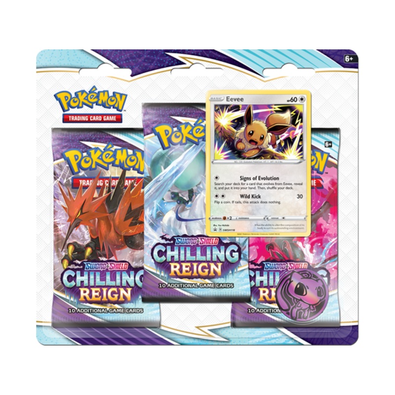 Pokemon - Sword and Shield - Chilling Reign - 3 Pack Blister - Eevee