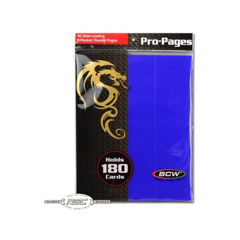 BCW - 9 Pocket Side-loading Pages - Pack of 10 - Blue