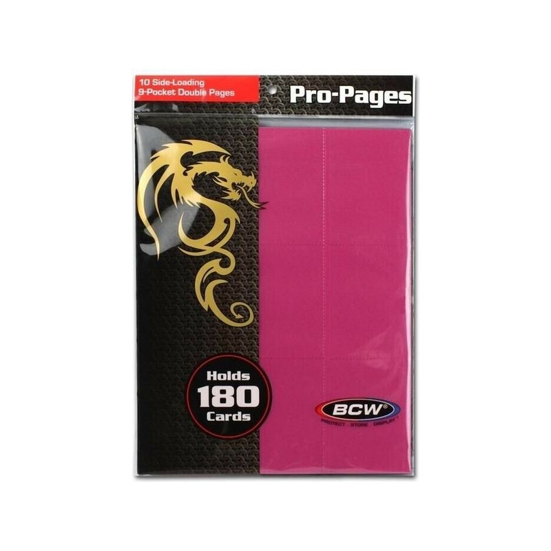 BCW - 9 Pocket Side-loading Pages - Pack of 10 - Pink