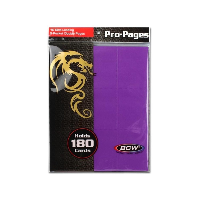 BCW - 9 Pocket Side-loading Pages - Pack of 10 - Purple