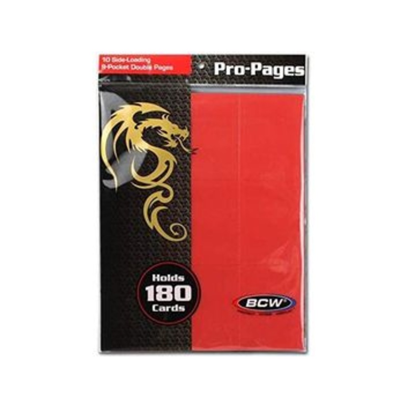 BCW - 9 Pocket Side-loading Pages - Pack of 10 - Red