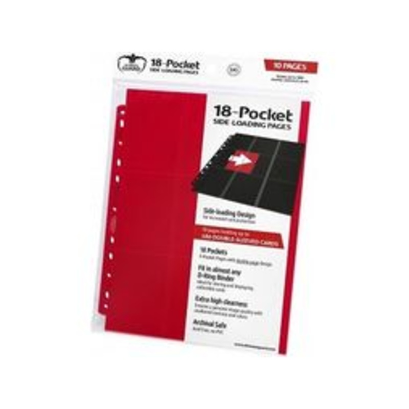 Ultimate Guard - 18-Pocket Side-loading Pages - Red - 10 Pack