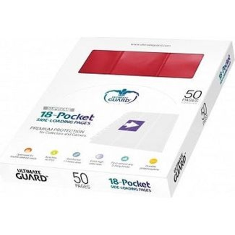 Ultimate Guard - 18-Pocket Side-loading Pages - Red - Box of 50