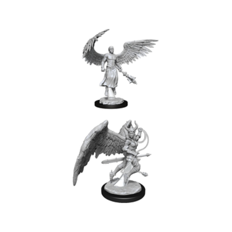 Wizkids - Dungeons and Dragons - Unpainted Miniature - Nolzurs Marvellous Miniatures - Deva and Erinyes - 90157