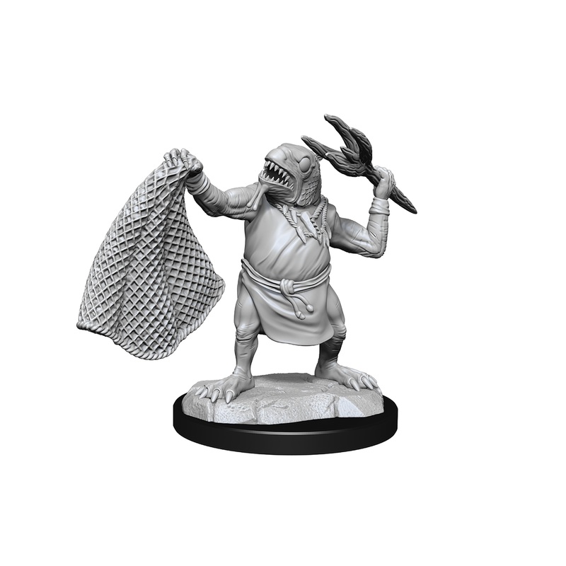 Wizkids - Dungeons and Dragons - Unpainted Miniature - Nolzurs Marvellous Miniatures - Kuo-Toa and Kuo-Toa Whip - 90246