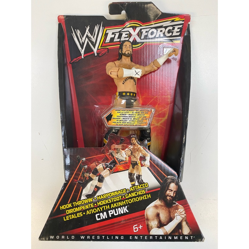Mattel - 2010 - WWE Flex Force - CM Punk Hook Throwin' - 7" Action Figure - V1452 *Damaged Box*