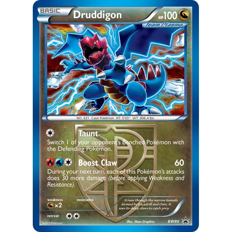Druddigon (BW80) (Team Plasma) (Cosmos Holo) [Black & White: Black Star Promos]