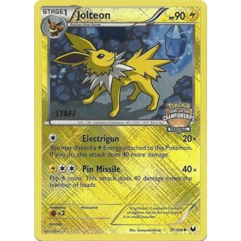 Jolteon (37/108) (Regional Championship 2013 Promo Staff) [Black & White: Dark Explorers]