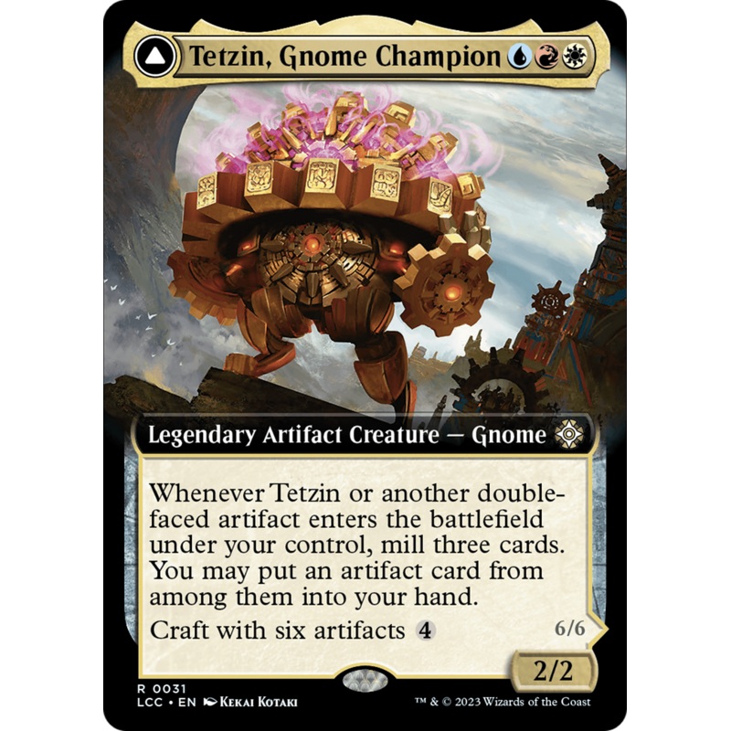 Tetzin, Gnome Champion // The Golden-Gear Colossus (Extended Art) [The Lost Caverns of Ixalan Commander]