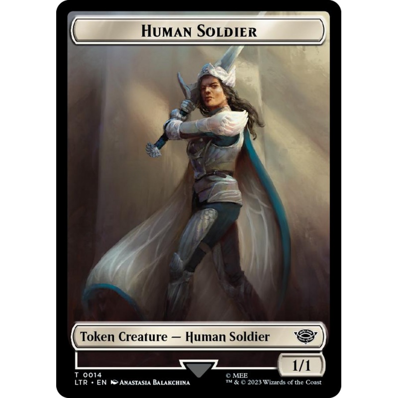 Human Soldier (0014) // Food (0022) Double-Sided Token (Surge Foil) [The Lord of the Rings: Tales of Middle-Earth Tokens]