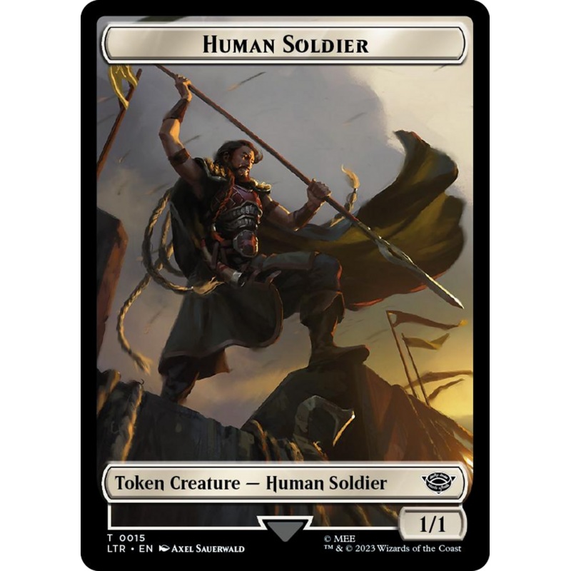 Human Soldier (0015) // Food (0024) Double-Sided Token (Surge Foil) [The Lord of the Rings: Tales of Middle-Earth Tokens]