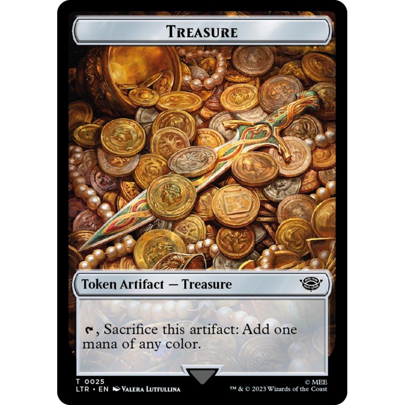 Treasure // Food (0023) Double-Sided Token (Surge Foil) [The Lord of the Rings: Tales of Middle-Earth Tokens]