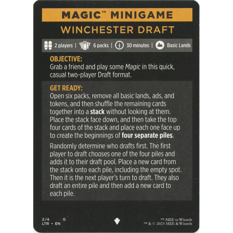 Winchester Draft (Magic Minigame) [The Lord of the Rings: Tales of Middle-Earth Minigame]