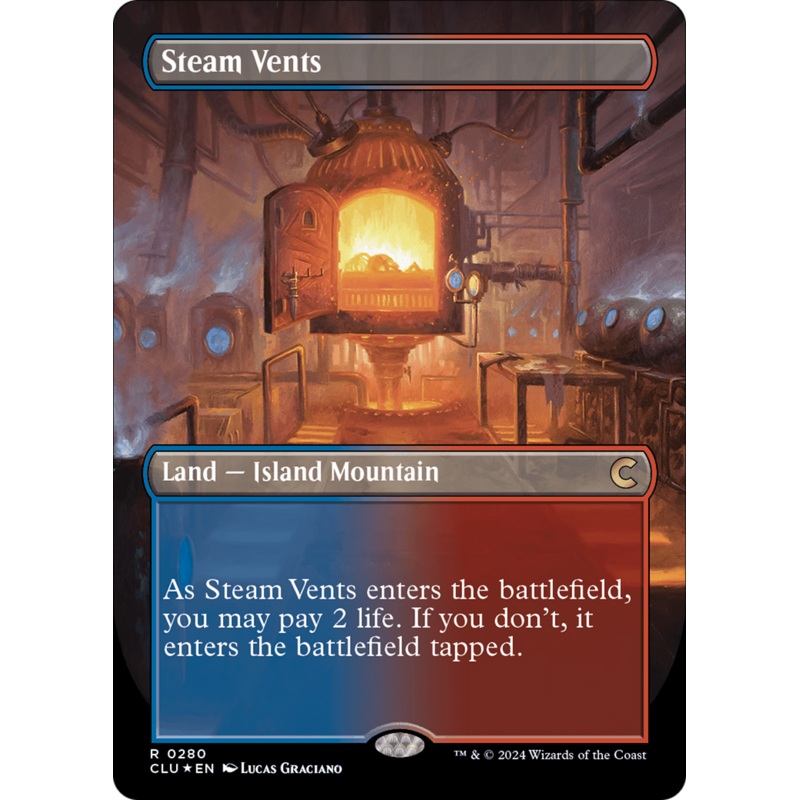 Steam Vents (Borderless) [Ravnica: Clue Edition]