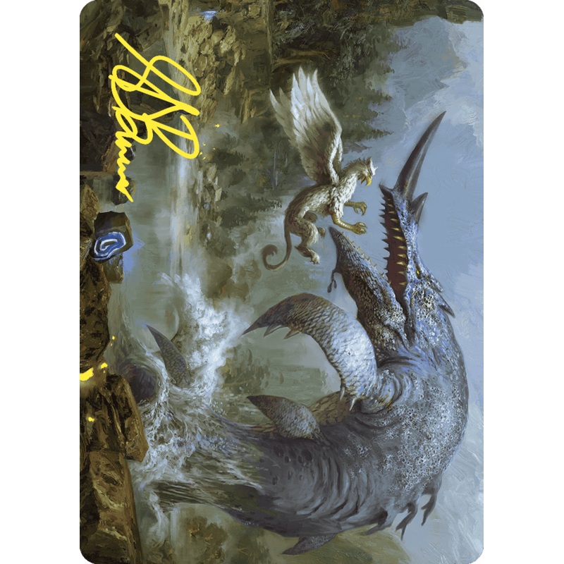 Horned Loch-Whale Art Card (Gold-Stamped Signature) [Wilds of Eldraine Art Series]