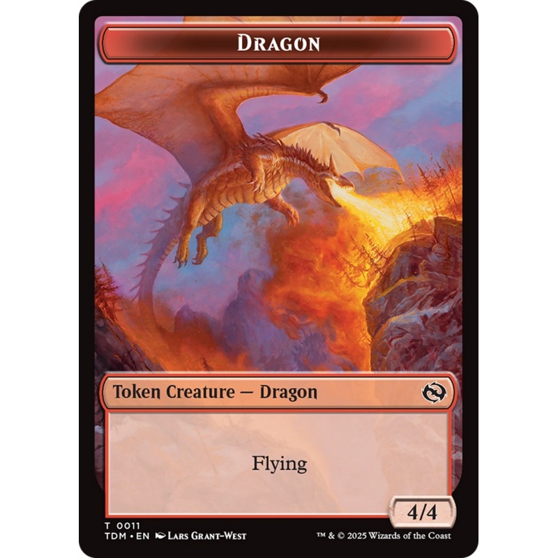 Dragon (0011) // Warrior Double-Sided Token [Tarkir: Dragonstorm Tokens]