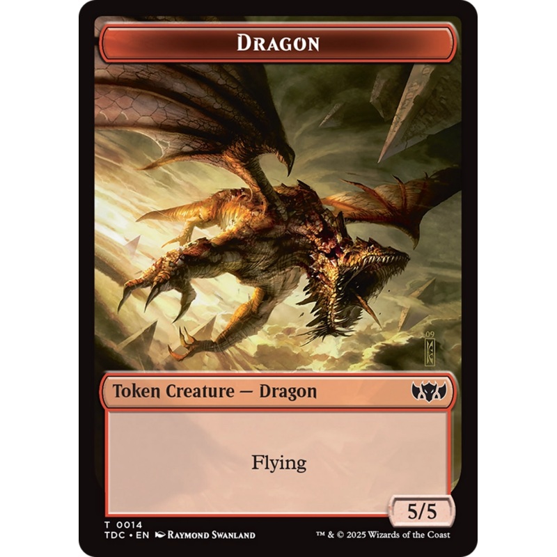 Dragon (0014) // Treasure Double-Sided Token [Tarkir: Dragonstorm Commander Tokens]