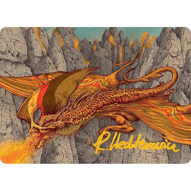 Magmatic Hellkite Art Card (34/54) (Gold-Stamped Signature) [Tarkir: Dragonstorm Art Series]