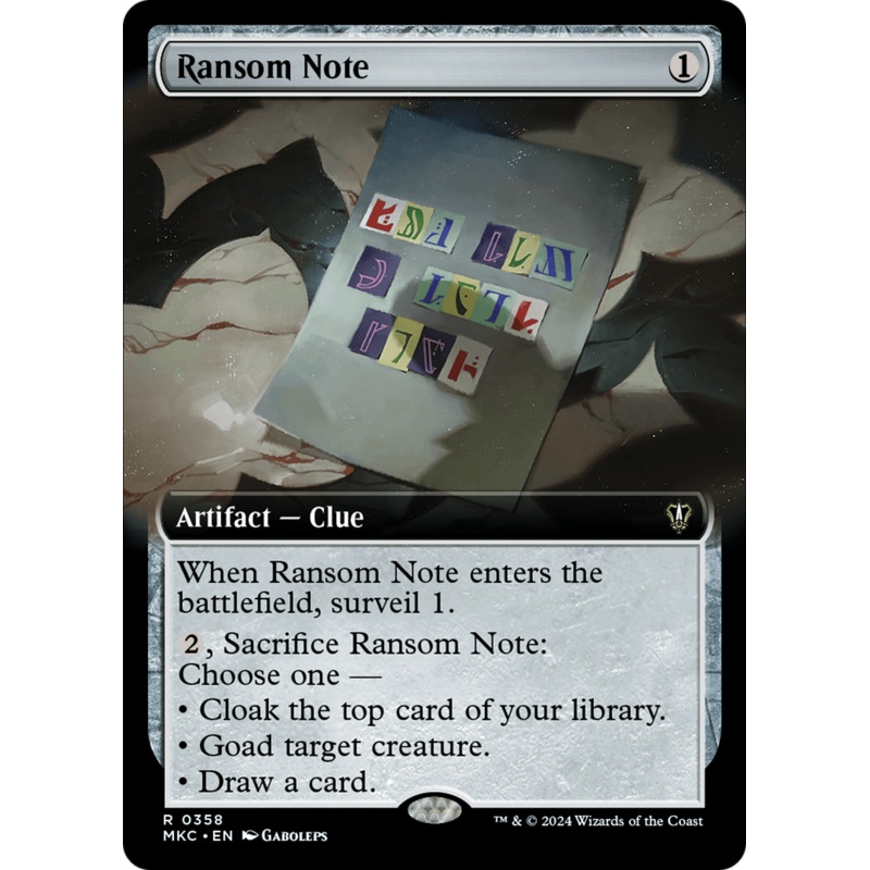 Ransom Note (0358) (Extended Art) [Murders at Karlov Manor Commander]