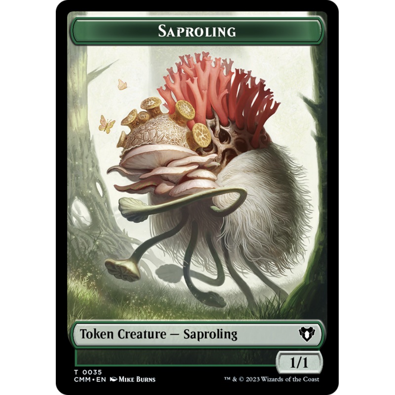 Saproling // Dragon (0021) Double-Sided Token [Commander Masters Tokens]