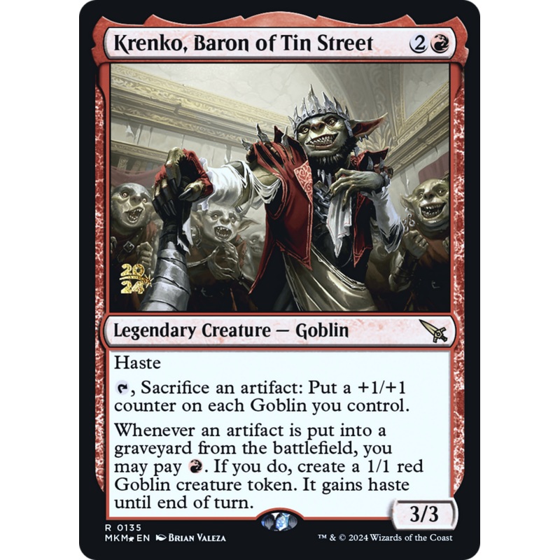 Krenko, Baron of Tin Street [Murders at Karlov Manor Prerelease Promos]