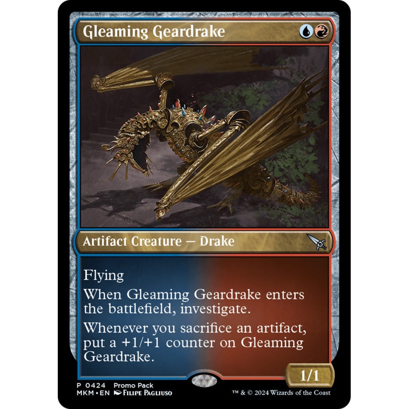 Gleaming Geardrake (Promo Pack) [Murders at Karlov Manor Promos]