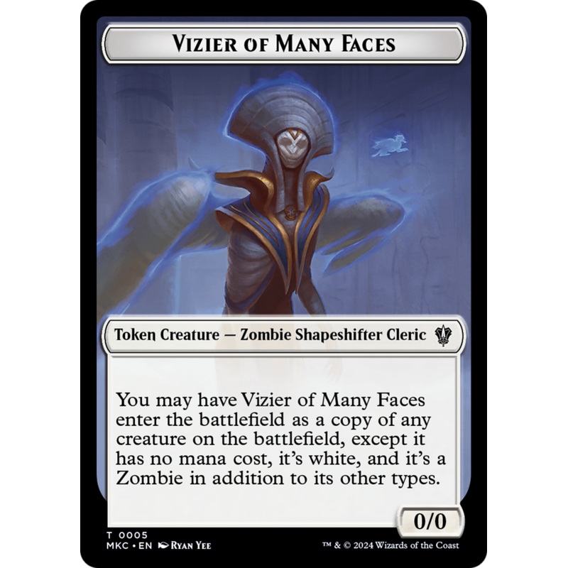 Vizier of Many Faces // Zombie Double-Sided Token [Murders at Karlov Manor Commander Tokens]