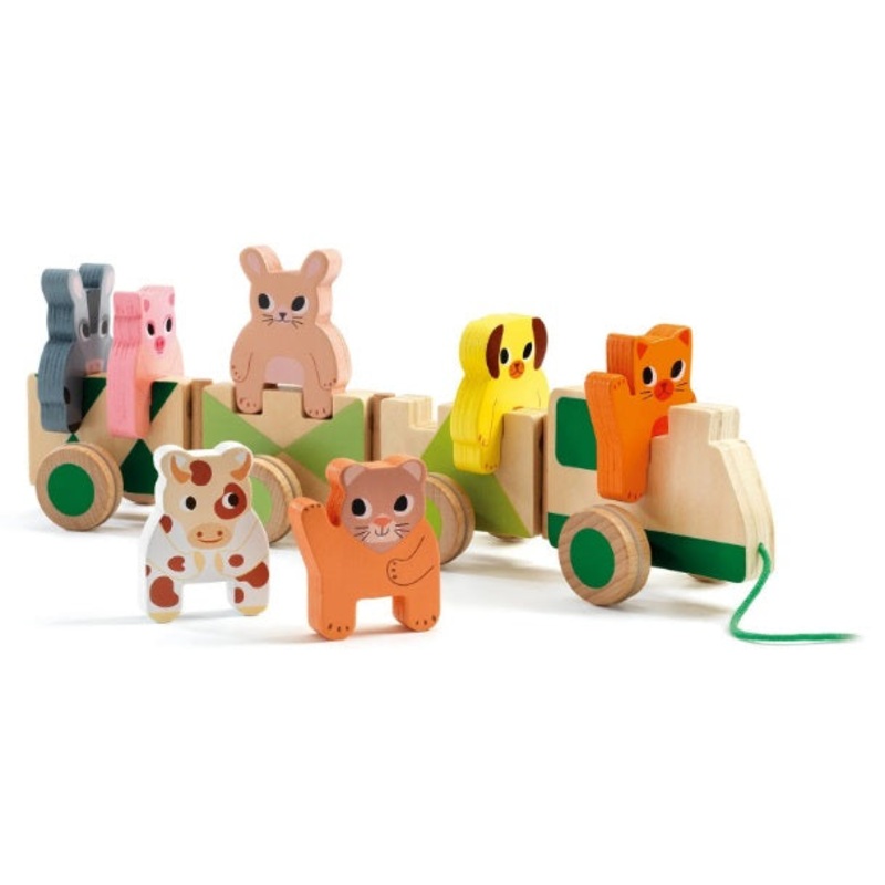 Trainmo Farm Wooden Pull-Along Activity Toy