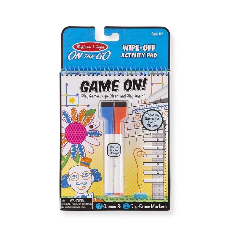 Game On! Reusable Games Wipe-Off Dry-Erase Travel Activity Pad Game