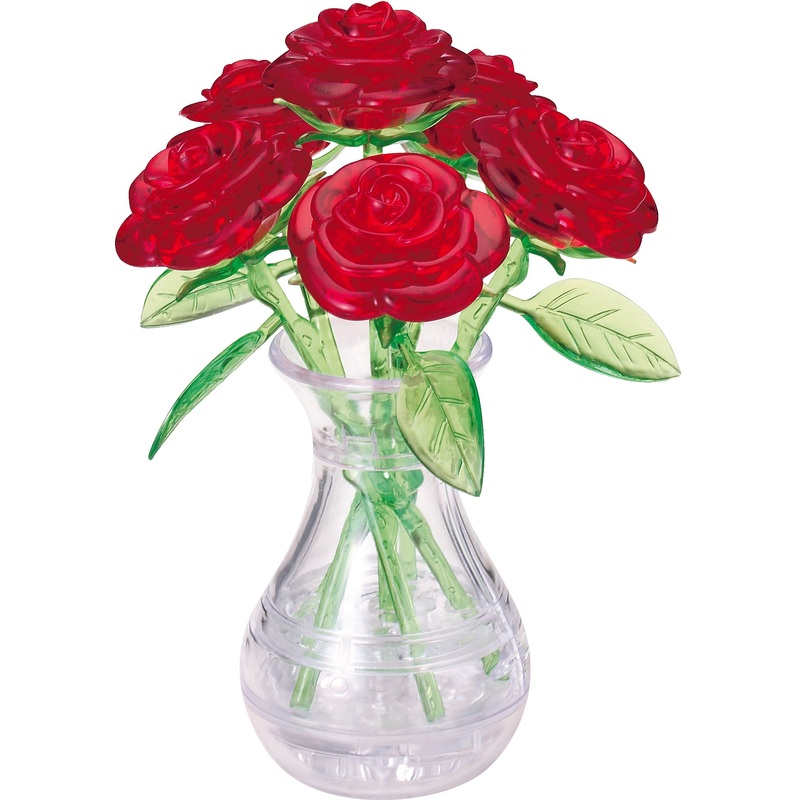Red Roses in Vase 3D Crystal Puzzle