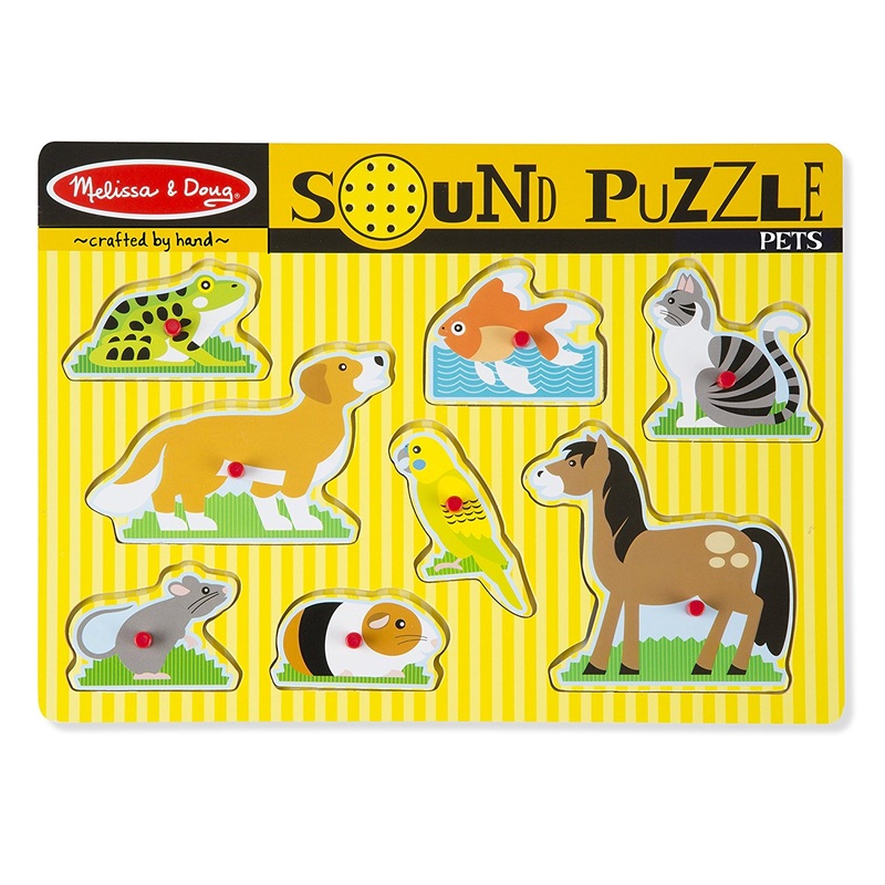 Pets Sound Puzzle - Wooden Peg Puzzle With Sound Effects (8 pcs)