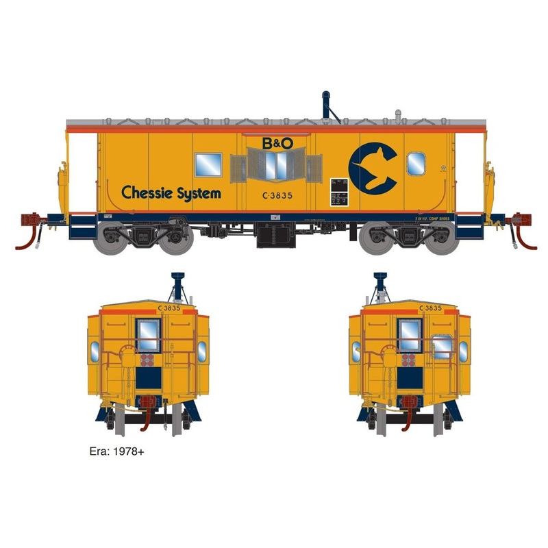 HO C-26A ICC Caboose/Light & Sound, Chessie/B&O #C-3835