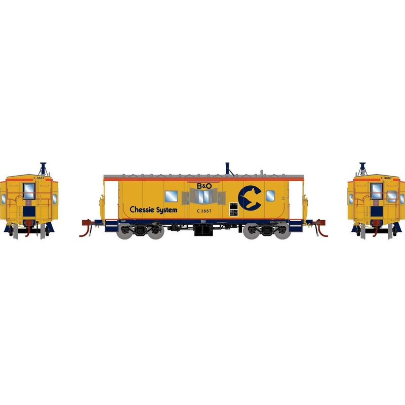HO C-26A ICC Caboose/Light & Sound, Chessie/B&O #C-3887