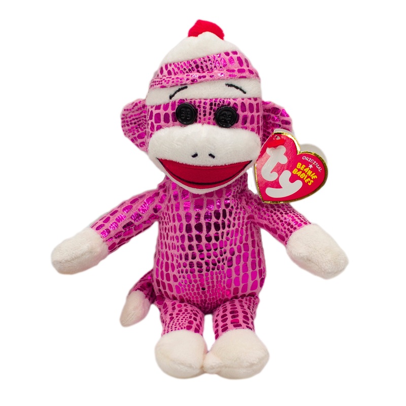 Ty Beanie Baby: Sparkly Pink Sock Monkey