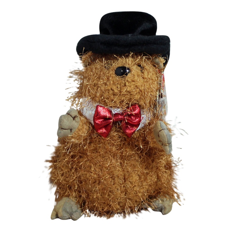 Ty Beanie Baby: Punxsutawney Phil 2005 the Groundhog - Red Bow Tie