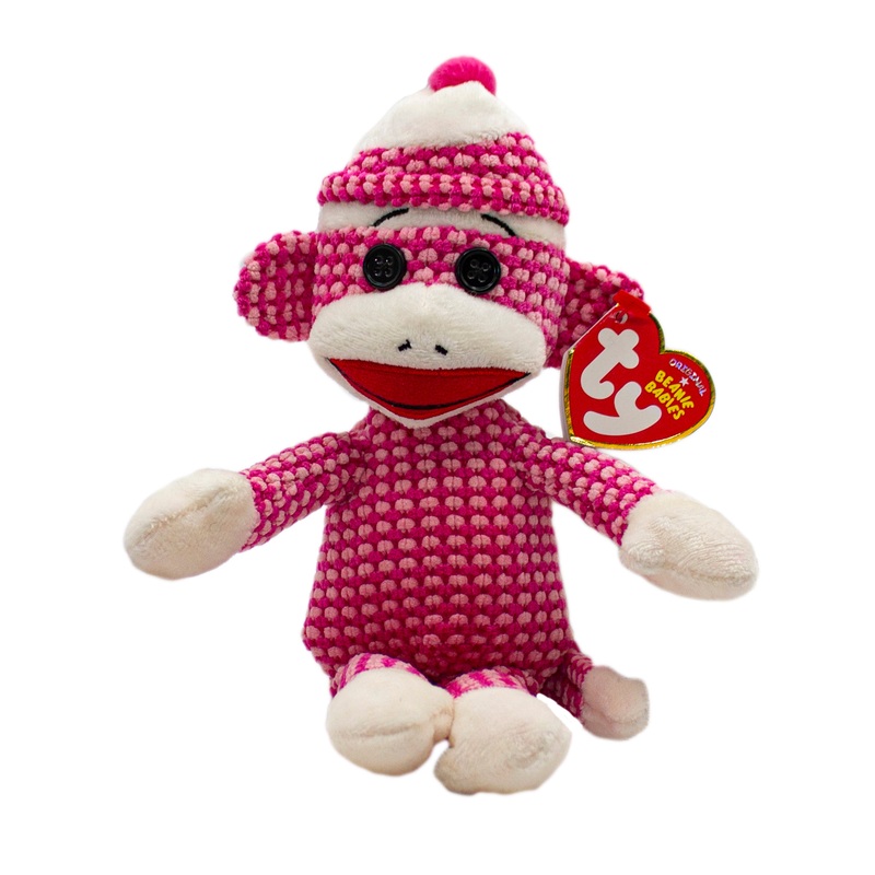 Ty Beanie Baby: Quilted Pink Sock Monkey