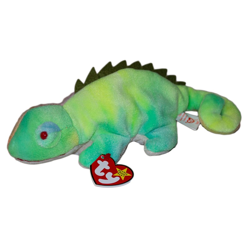Ty Beanie Baby: Iggy the Rainbow Iguana - No Tongue