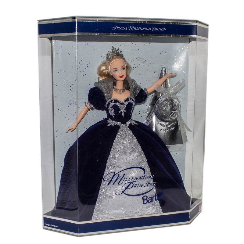 2000 Holiday Millennium Princess Barbie (24154) - Glitter Background