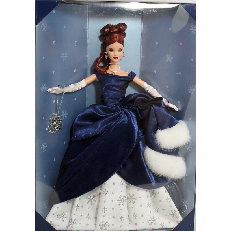2001 Holiday Treasures Barbie (52682) - Blue Dress