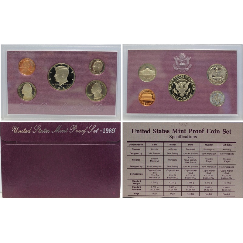 1989 Proof Set CN-Clad (OGP) 5 coins