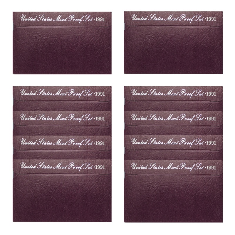 1991 Proof set 10 Pack CN-Clad Kennedy Half dollar Washington - (OGP) 50 coins
