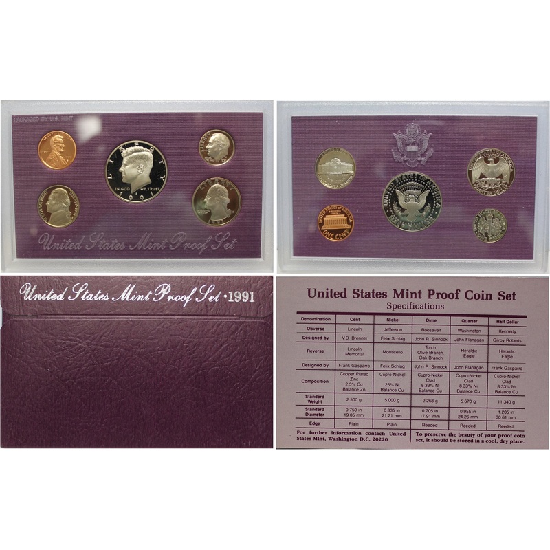 1991 Proof Set CN-Clad (OGP) 5 coins
