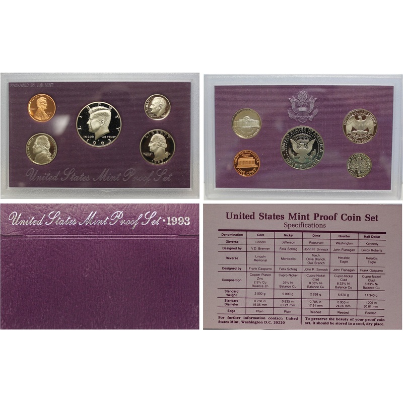 1993 Proof Set CN-Clad (OGP) 5 coins