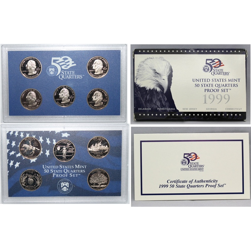 1999 State Quarter Proof Set CN-Clad (OGP) 5 coins