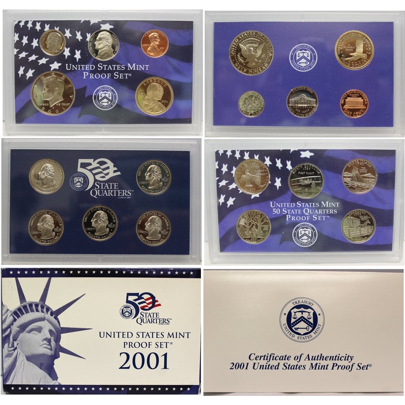 2001 Proof Set CN-Clad (OGP) 10 coins