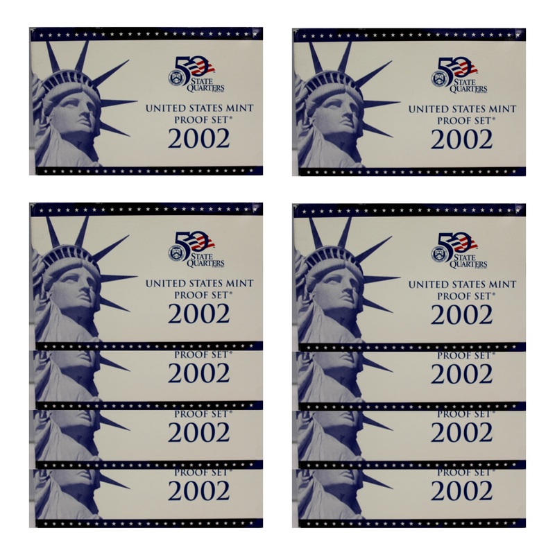 2002 Proof set 10 Pack CN-Clad Kennedy Sacagawea dollar State quarters - (OGP) 100 coins