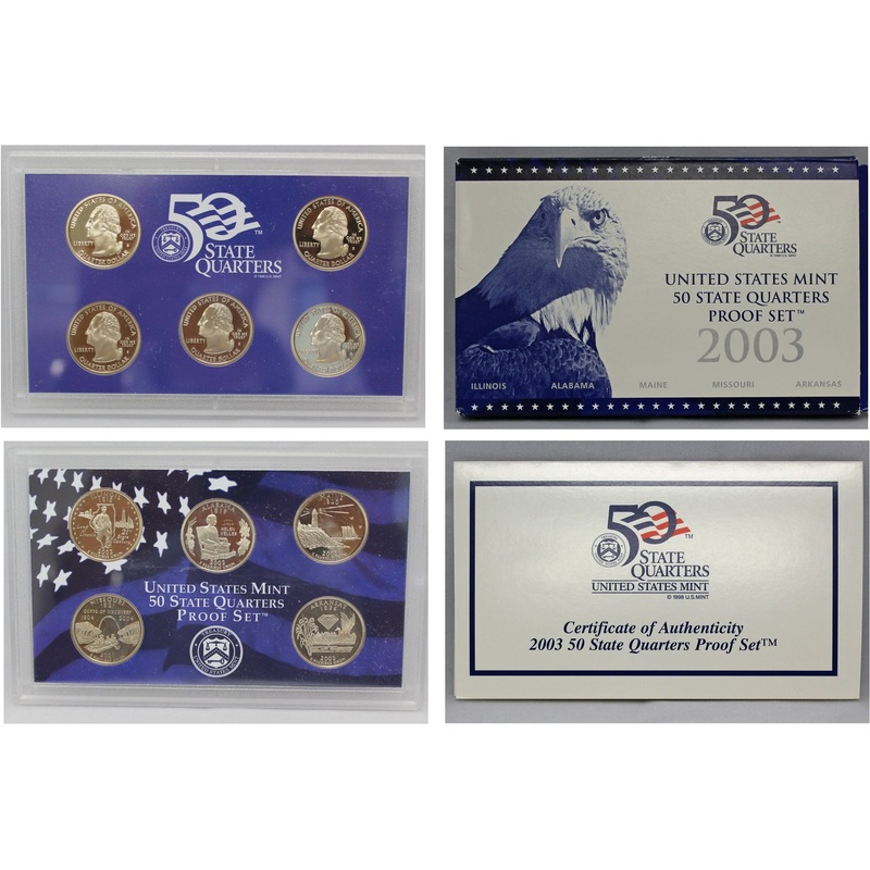 2003 State Quarter Proof Set CN-Clad (OGP) 5 coins