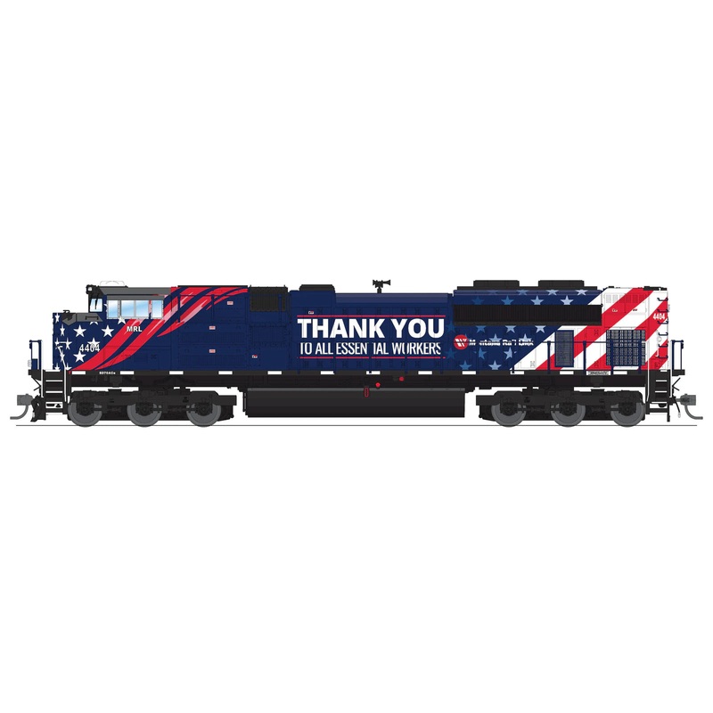 BLI 8703 HO Scale EMD SD70ACe Essential Workers Montana Rail Link MRL 4404 Stealth DC
