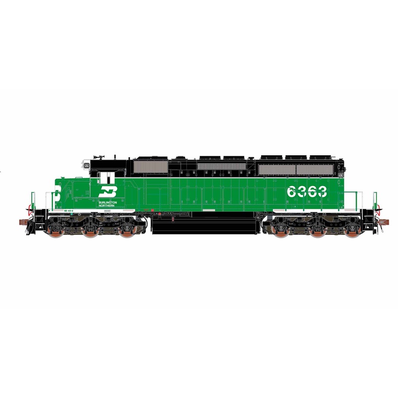 ScaleTrains Rivet 40762 HO Scale EMD SD40-2 Burlington Northern BN 6363 - DC (White Face with Ditch Lights)